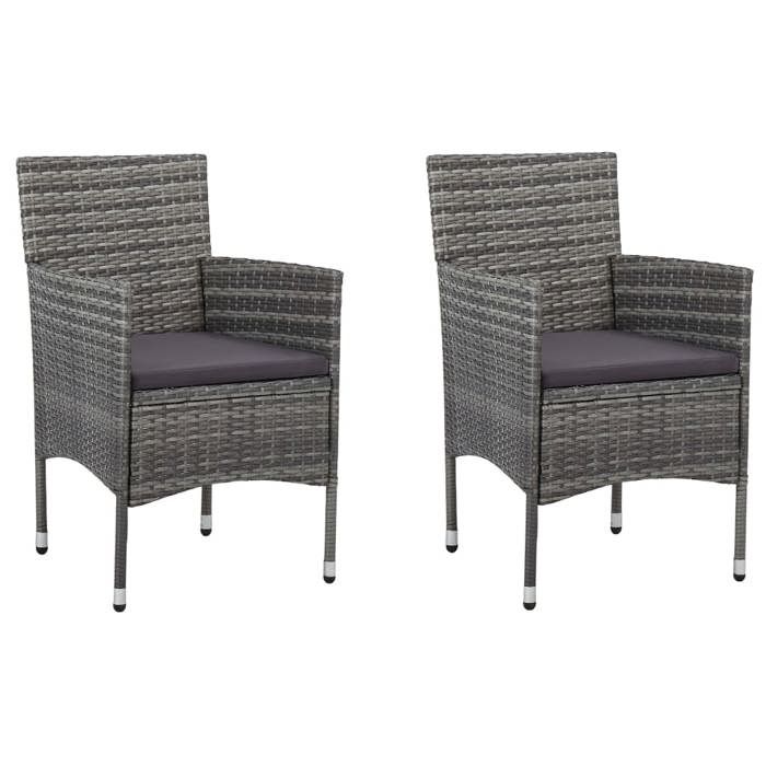 SALE 2025Chaises à manger de jardin - lot de 2 - Fauteuils de Jardin - Résine tressée Gris - 52x57x84 cm1325 Kg 7544