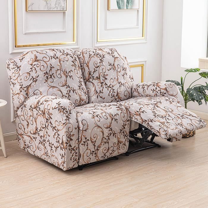 Housse de Fauteuil Relax Extensible 2 Places Housse de Fauteuil Relax Inclinable Couverture de Chaise Canapé Relax avec Poche H