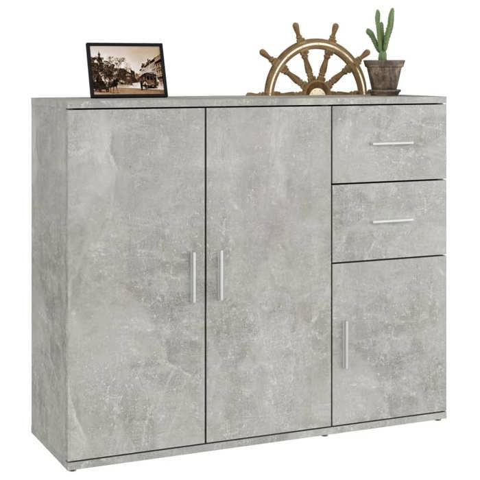 Promotion mai * Buffet bahut - Armoire de rangement - Gris béton 91x295x75 cm EU4250823273