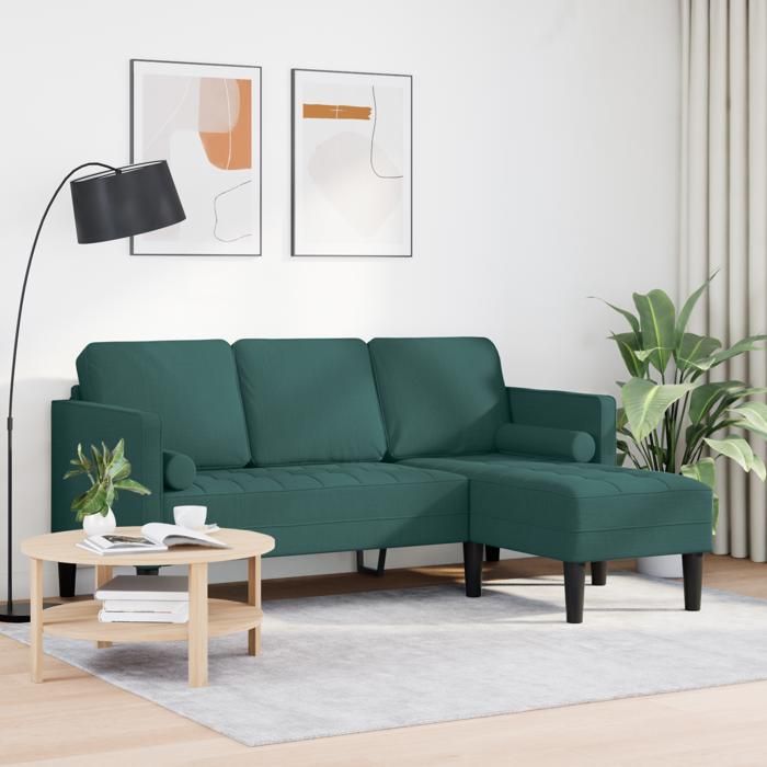 Clarence* Canapé L en tissu vert foncé de 160 cm - Canapé dangle/Sofa - 2 positions - EU510829