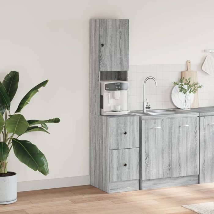 SWEETY - Meuble de cuisine/Armoire de cuisine sonoma gris 35x50x180 cm bois d’ingénierie LL946