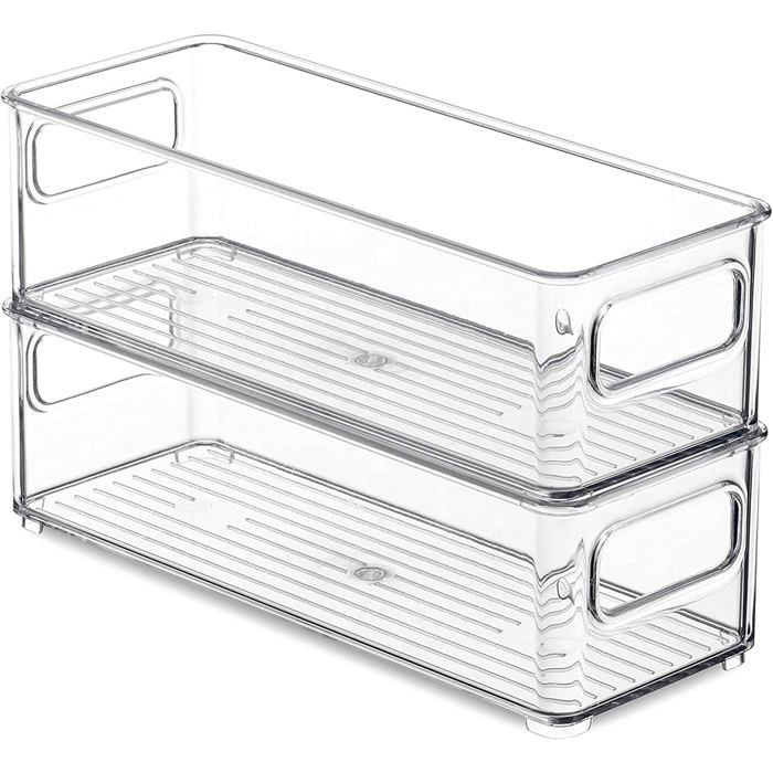 [Lot de 2] Boite de Rangement Frigo Transparent - Boite Rangement Cuisine avec Poignées Organisateur Frigo - 25 x9.5x 7 5 cm