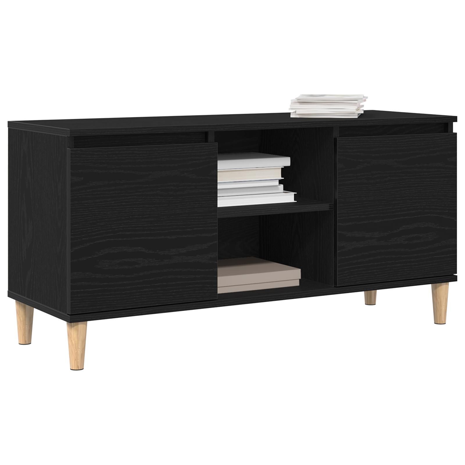 Moderne Armoire TV - Meuble TV - Banc séjour - avec pieds en bois Noir Chêne 102x35x50 cm LV1621