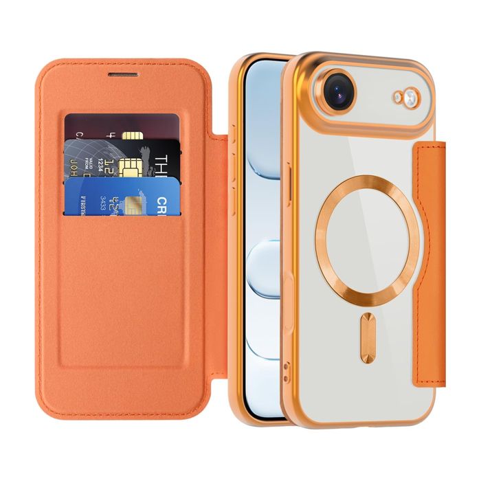 Étui à Rabat Pour IPhone 17 - Protection RFID, Charge Sans Fil Qi - Bleu, Cuir Synthétique - Neuf
