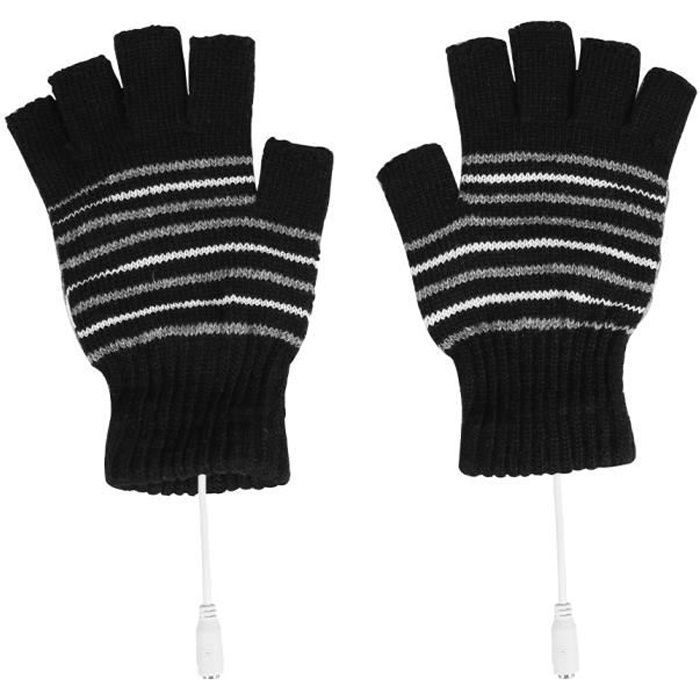 Mitaines Chauffantes USB électriques Pour Femme - Noires, Maille Douce, Taille Unique