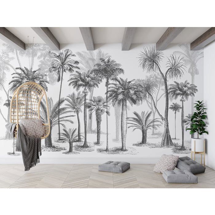 Papier Peint Panoramique jungle Soie Tropical Rainforest Coconut Tree ...