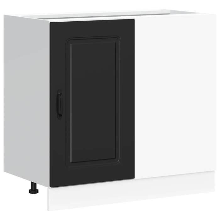 “Winter SaleTOP Placard suisine Noir - Meuble bas de cuisine « Kalmar » Bois dingénierie noir PRO13243