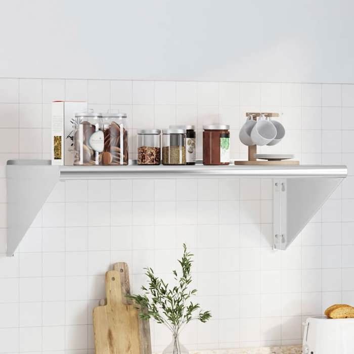 Étagère murale en acier inoxydable - vidaXL - 100x45x31 cm - Argenté - Finition brossée - Capacité de charge 70 kg