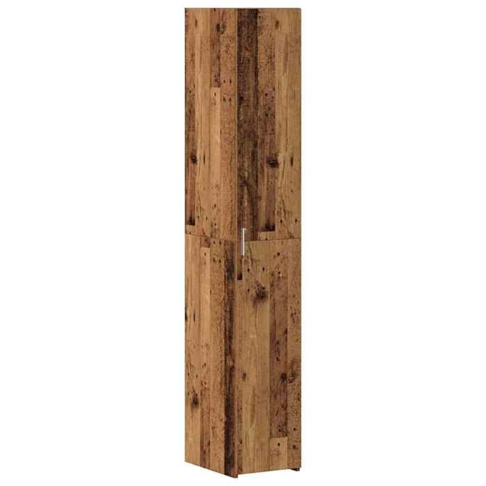 Haut Armoire Bois ancien - GKO - Bois dingénierie - 30x42.5x185 cm - Avec porte - Assemblage requis - Rustique