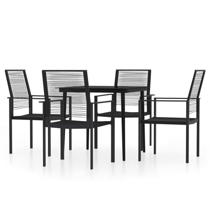 Ensemble à manger de jardin - BURKE - 5 pièces - Noir - Table 80x80x74 cm - Chaise 60x55x90 cm - Rotin creux PVC