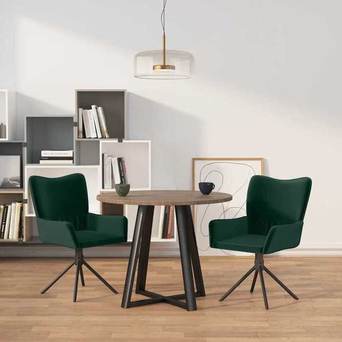 Chaises pivotantes à manger - XWO - Lot de 2 - Velours - Vert foncé - 55x56x85 5 cm - Pivotement à 360 degrés