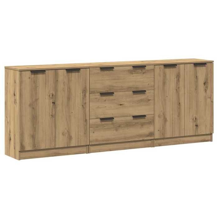 Buffets modernes en bois dingénierie - KALISSE - 3 pièces - Chêne artisanal - 60x30x70 cm chacun - 180x30x70 cm total
