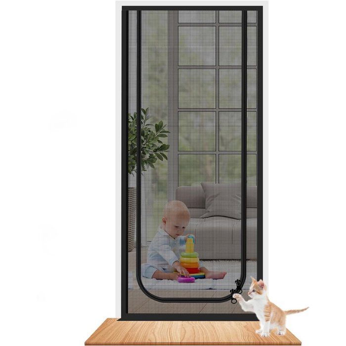 Porte moustiquaire renforcée pour chat - Porte moustiquaire souple avec fermeture éclair - Porte anti-effraction - Anti-moustiques