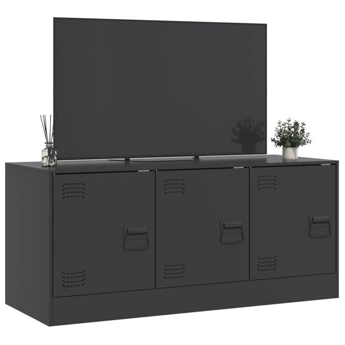 NEUF Armoire TV - Noir - Meuble TV - TABLE TV - noir 99x39x44 cm - acier TT4636