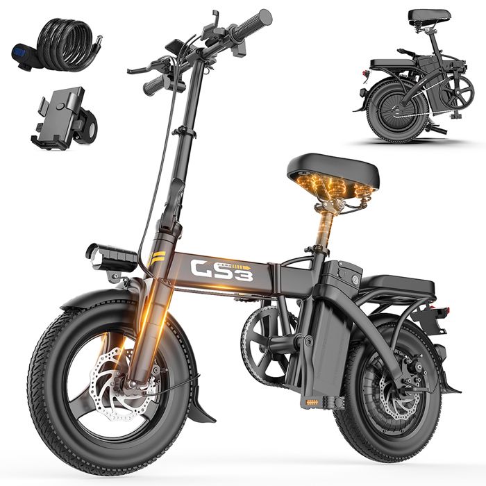 Vélo électrique Pliable Toofly 14 Pouces – 48V 15Ah, Moteur 250W, 25 Km/h, Cadre Acier Haute Teneur En Carbone, 3 Modes, Double Frein à Disque