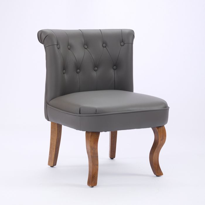 Fauteuil lounge en cuir - RNCYN - Gris - Cuir véritable - Classique - 56x60x72 cm - 8.2 kg - Pieds en caoutchouc massif