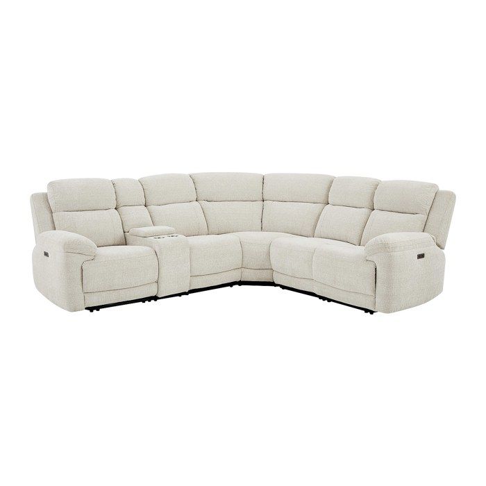 Canapé dangle relax électrique avec tablette en tissu chiné beige KELUNO