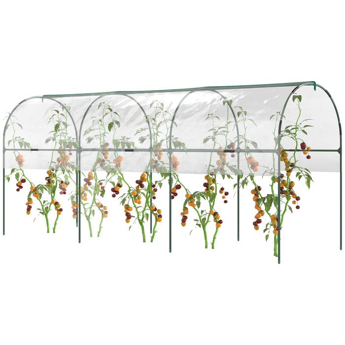 Serre à tomates 4 arceaux, 4x1,23x1,71 m, acier, bâche PVC, vert ...