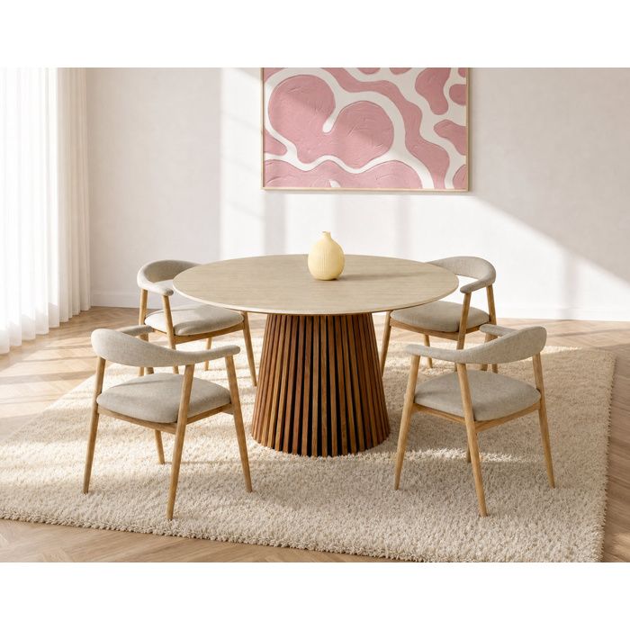 Lore - chaise en chêne massif et tissu - Bois / Beige Lore - chaise en chêne massif et tissu - Bois / Beige