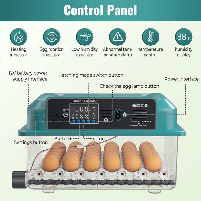 Meilleurs prix pour Couveuse Oeuf Automatique 36 œufs Incubateur Retournement & Température Normé avec hydratation de lit deau à ion deau automatique