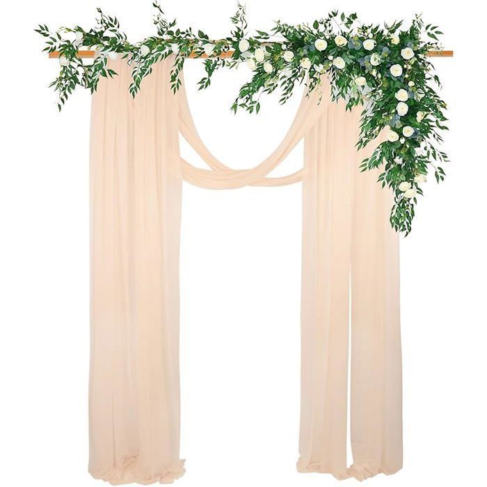 2 Panneaux Tenture Arche Mariage 75 x 600 cm Rideaux en Mousseline de Soie Tissu Drapé en Tulle Arche Tenture Multicolore VOILE