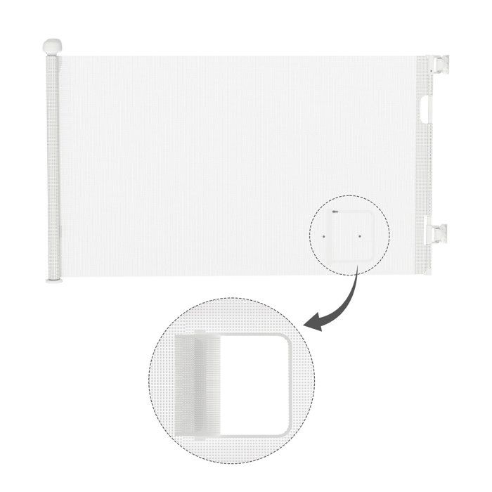 Blanc Barrière de sécurité Rétractable 150cm pour enfant chien chat Barrière extensible avec petit trou pour escalier porte couloir