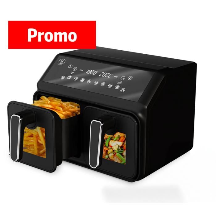 Air Fryer 8L 2200W - Double Panier 4L+4L 10 Programmes Préétablis Fenêtre Visuelle Écran LED Friteuse Sans  FRITEUSE ELECTRIQUE