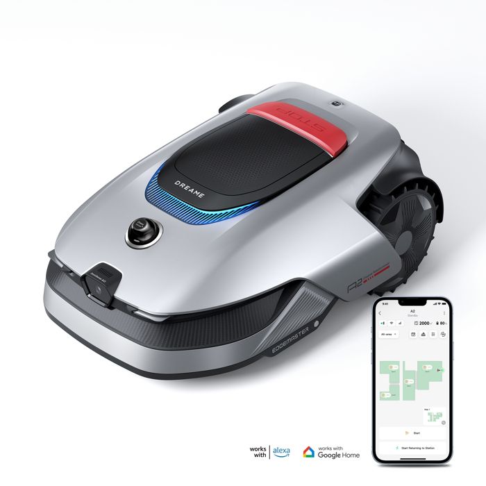 DREAME A2 1200 Tondeuse robot sans Fil sans RTK pour 1200 m² LiDAR 3D à 360° + Vision IA Pente 50 % (265°) Gardien de jardin