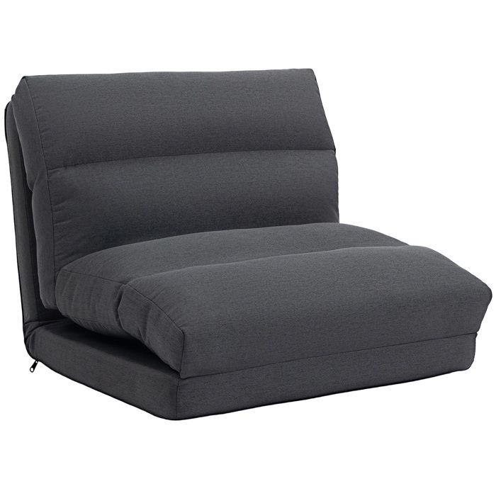 YWJ Pouf-lit avec fonction lit dossier inclinable pliable jusquà 120 kg 70 x 72 x 56 cm Gris foncé