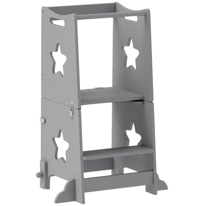 FSX Table et chaises convertibles Montessori en bois avec barre de sécurité 60x445x86 cm gris