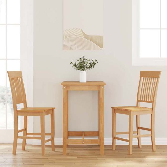 vidaXL Tabourets cuisine - Chaises de bar - (lot de 2 -) en bois massif naturel et caoutchouc @377