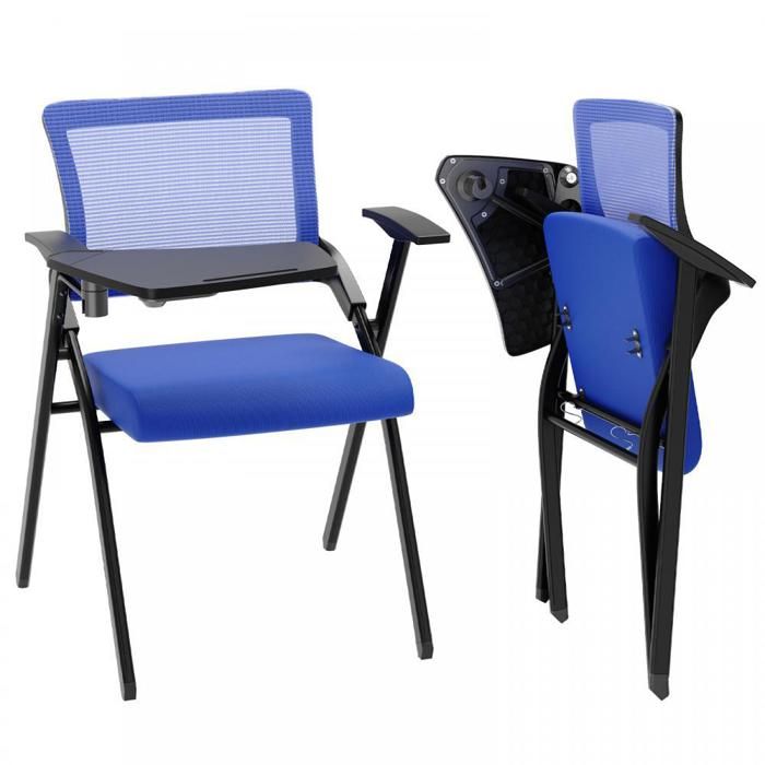 Chleby Fauteuil à tablette avec bureau attaché Chaises de salle de conférence empilables en maille Réception des invités Bleu