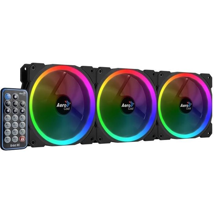 AEROCOOL Pack de 3 Ventilateurs pour boitier PC Orbit RGB - 120 mm