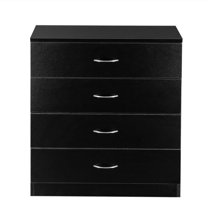 commode de rangement 4 tiroirs bois noir-pour chambre ou salon-66 x 33 x 73 cm