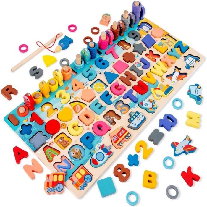 Tableau Double Face Montessori 3-6 Ans - Alphabet Magnétique, Apprendre à Compter, Dessin Craie Et Feutre