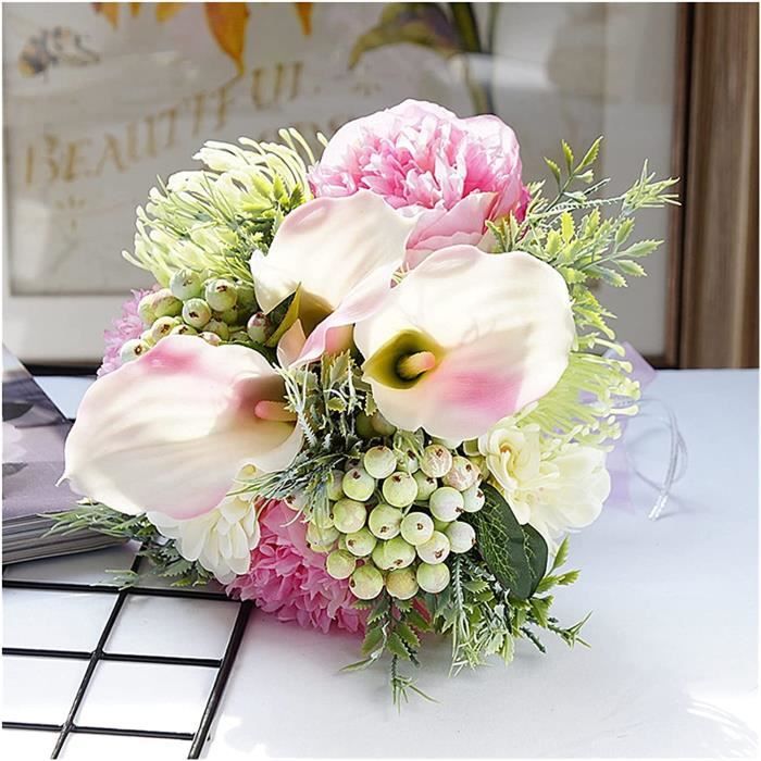 Offre Web exclusive Biens bon marché Site de mode mondialement connu Grande  Rose et Lily Bouquet Fleurs Artificielles Soie Plastique
