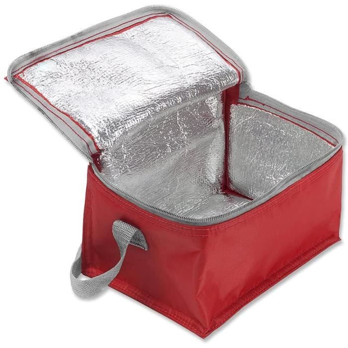 Sac Isotherme Repas Pliable Rouge - Dimensions 21x15x13 Cm, Sangle De Transport | Réutilisable, Lavable, Fermeture Zip Robuste