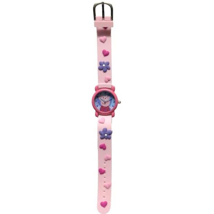 Montre Numérique Peppa Pig Pour Enfants - Bracelet Caoutchouc Rose - Étanche