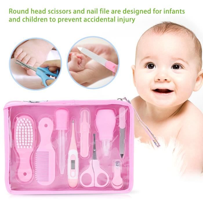 9pcs Coupe Ongles Ciseaux A Ongles Pour Bebe Brosse A Cheveux Peigne Trousse De Soins De Outil De Manucure Pour Bebe Rose Gar Cdiscount Au Quotidien