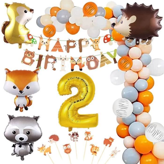 Decoration Anniversaire Garcon 2 Ans Deco Anniversaire Animaux De La Foret Joyeux Anniversaire Banniere Ballon Chiffre 2 Feuil 155 Cdiscount Maison