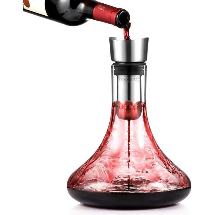 Carafe à Vin Soufflée à La Main - Cristal Sans Plomb, 1500 Ml, Design Escargot - Aérateur De Vin Élégant