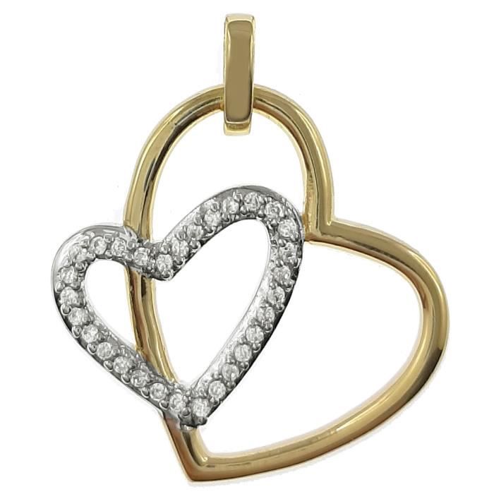 Pendentif Plaqué Or 18 Carats Avec Oxyde De Zirconium - Bijou D'occasion - Dimensions 2x1 Cm