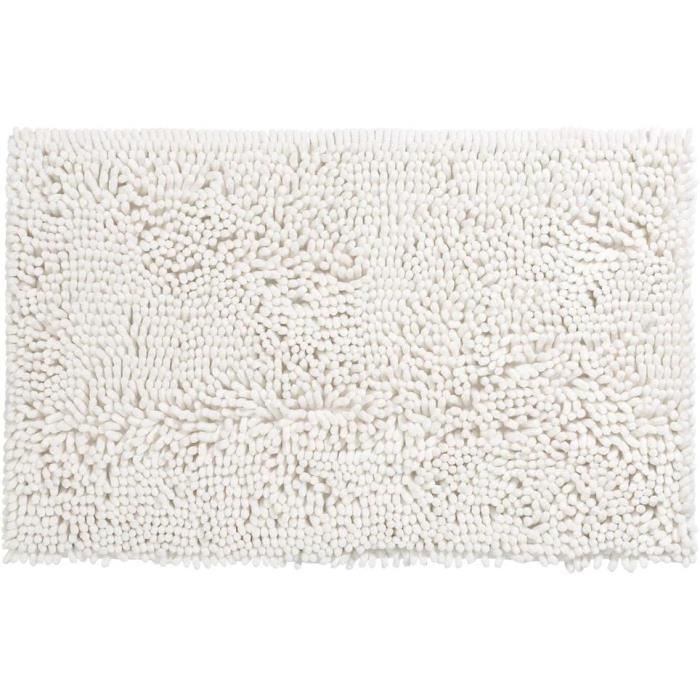 Ensemble 3 Pièces Tapis De Bain Antidérapant Chenille Bleu Jean - Absorbant Et Doux