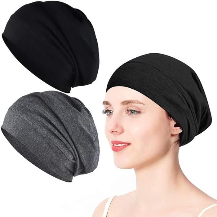 2 Pièces Bonnet De Nuit, Élastique Slouch Beanie Bonnet Coton Femme