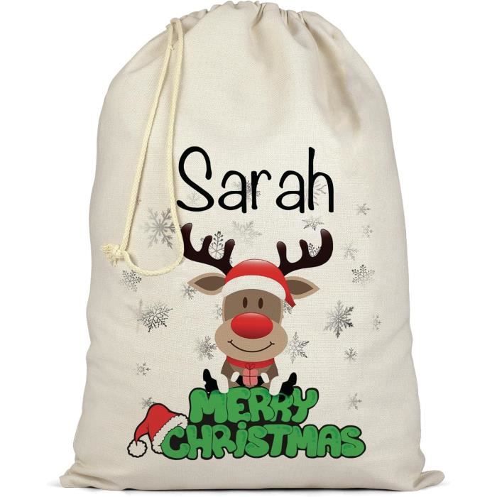 Sac de Noël personnalisé, grand sac de Père Noël, sac cadeau du