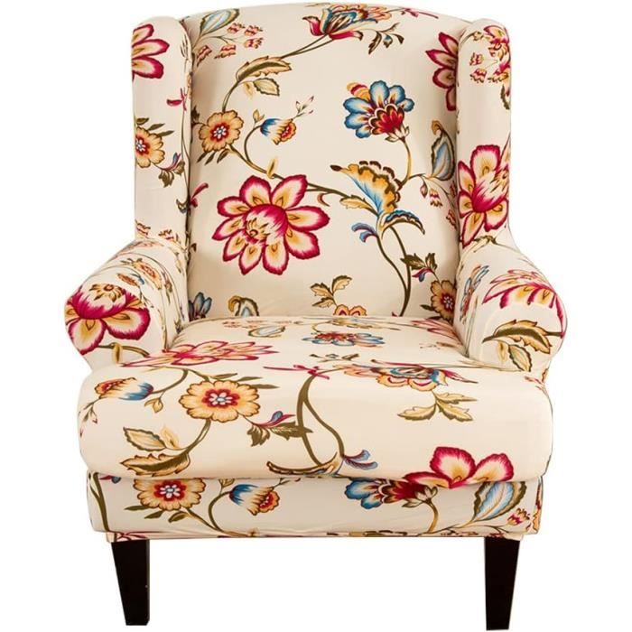 Housse De Fauteuil À Oreilles Extensible 2-Pièces Couverture De Housse De Fauteuil À Oreilles Extensible 2-Pièces Couverture De