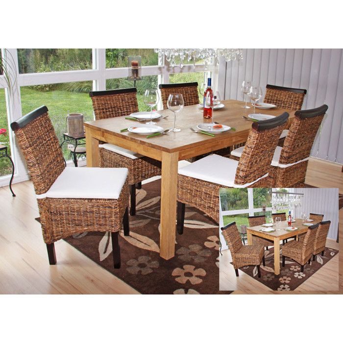 Lot de 6 chaises M45 banane tressée 47x54x93cn pieds foncés avec coussin