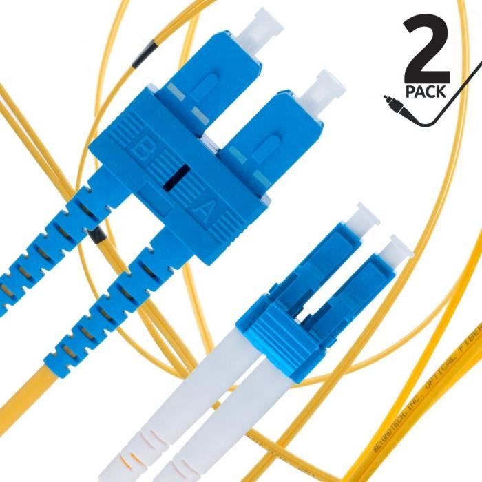 LSZH 9//125um OS1 Serie PureOptics Jarreti/ère Optique SC a SC 1M Monomode Duplex UPC//UPC - Beyondtech Cordon de Brassage C/âble Fibre Optique