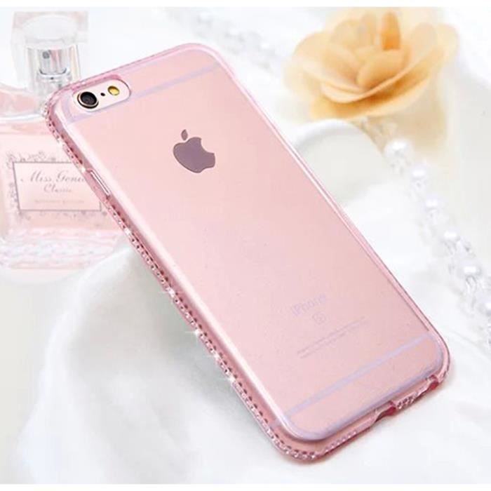Coque Gel TPU Effet Strass Pour IPhone 6 Plus - Transparente Bleue, Marque Novago, Protection Souple Et Brillante