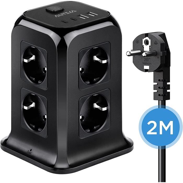 VOOMY Tour Multiprise 8 Prises et 4 USB, Multiprise avec Interrupteurs